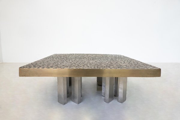 Mid-Century Modern Coffee Table in Bronze, Belgium, 1970s-FGA-1823187