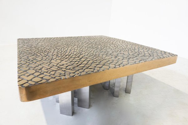 Mid-Century Modern Coffee Table in Bronze, Belgium, 1970s-FGA-1823187