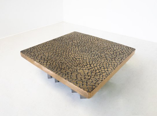 Mid-Century Modern Coffee Table in Bronze, Belgium, 1970s-FGA-1823187