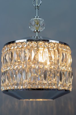 Mid-Century Modern Crystal Glass and Chrome Pendant Lamp-KEG-984507