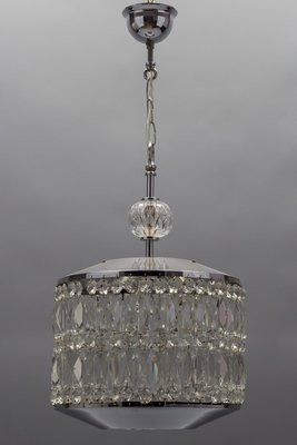 Mid-Century Modern Crystal Glass and Chrome Pendant Lamp-KEG-984507