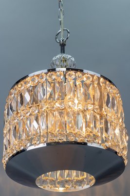 Mid-Century Modern Crystal Glass and Chrome Pendant Lamp-KEG-984507