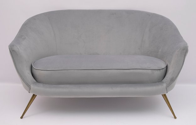 Mid-Century Modern Curved Velvet Sofa by Federico Munari, Italy, 1950s-FER-936257