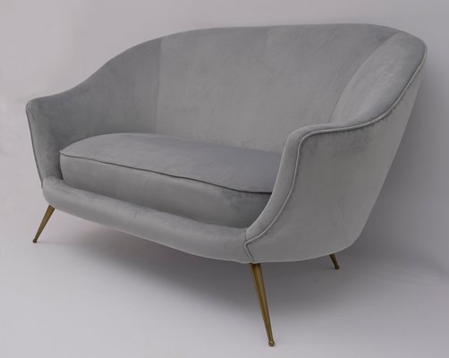 Mid-Century Modern Curved Velvet Sofa by Federico Munari, Italy, 1950s-FER-936257