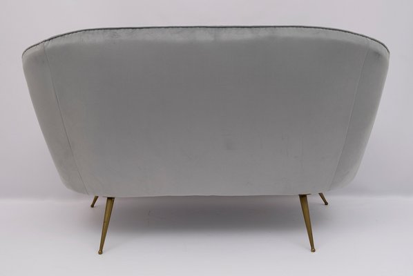 Mid-Century Modern Curved Velvet Sofa by Federico Munari, Italy, 1950s-FER-936257