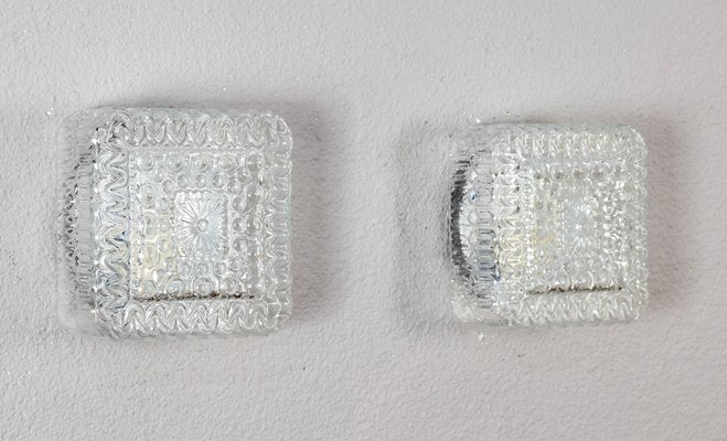 Mid-Century Modern Cut Glass Flush Mounts, Germany, 1960s, Set of 2-IJF-1752128