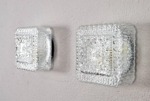 Mid-Century Modern Cut Glass Flush Mounts, Germany, 1960s, Set of 2-IJF-1752128