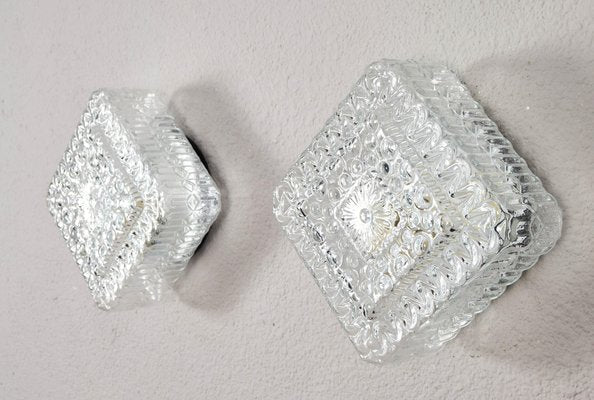 Mid-Century Modern Cut Glass Flush Mounts, Germany, 1960s, Set of 2-IJF-1752128