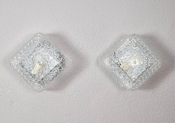 Mid-Century Modern Cut Glass Flush Mounts, Germany, 1960s, Set of 2-IJF-1752128