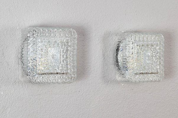 Mid-Century Modern Cut Glass Flush Mounts, Germany, 1960s, Set of 2-IJF-1752128