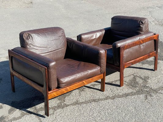 Mid-Century Modern Danish Living Room Set in Rosewood and Leather by Arne Wahl Iversen, 1970s, Set of 3-MXB-1256984