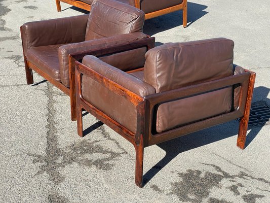 Mid-Century Modern Danish Living Room Set in Rosewood and Leather by Arne Wahl Iversen, 1970s, Set of 3-MXB-1256984