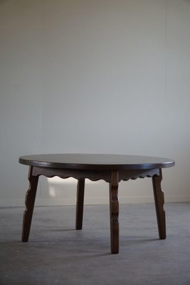 Mid-Century Modern Danish Round Sofa Table in Stained Oak by Henning Kjærnulf, 1960s-MXF-1761447