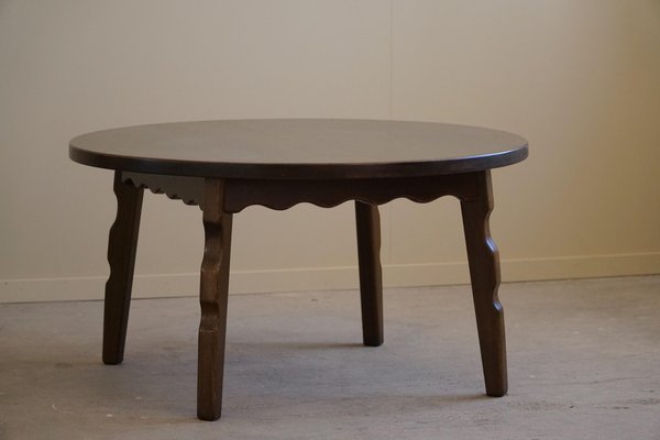 Mid-Century Modern Danish Round Sofa Table in Stained Oak by Henning Kjærnulf, 1960s-MXF-1761447