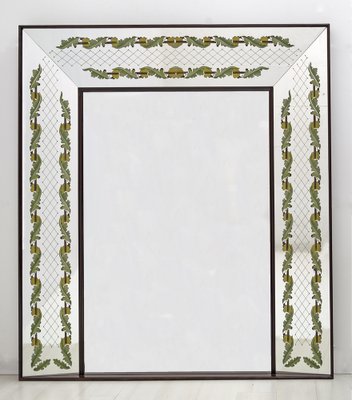 Mid-Century Modern Decorated Mirror by Luigi Brusotti, Italy, 1940s-FER-1276596