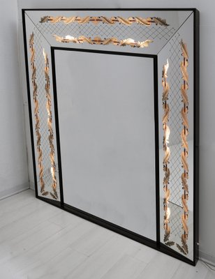 Mid-Century Modern Decorated Mirror by Luigi Brusotti, Italy, 1940s-FER-1276596