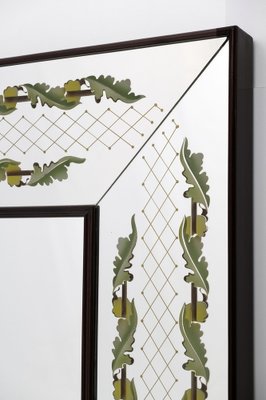 Mid-Century Modern Decorated Mirror by Luigi Brusotti, Italy, 1940s-FER-1276596