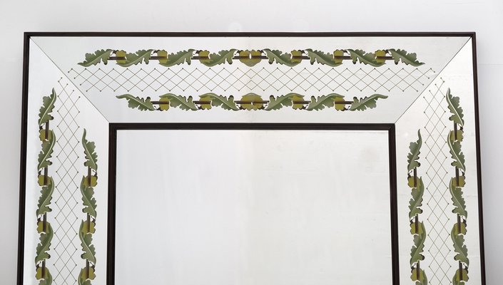 Mid-Century Modern Decorated Mirror by Luigi Brusotti, Italy, 1940s-FER-1276596