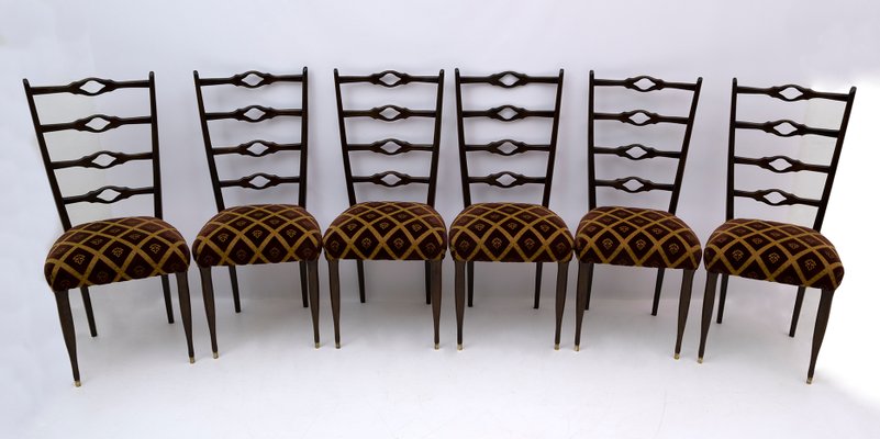 Mid-Century Modern Dining Chairs in Walnut by Guglielmo Ulrich, Italy, 1950s, Set of 6-FER-1001341