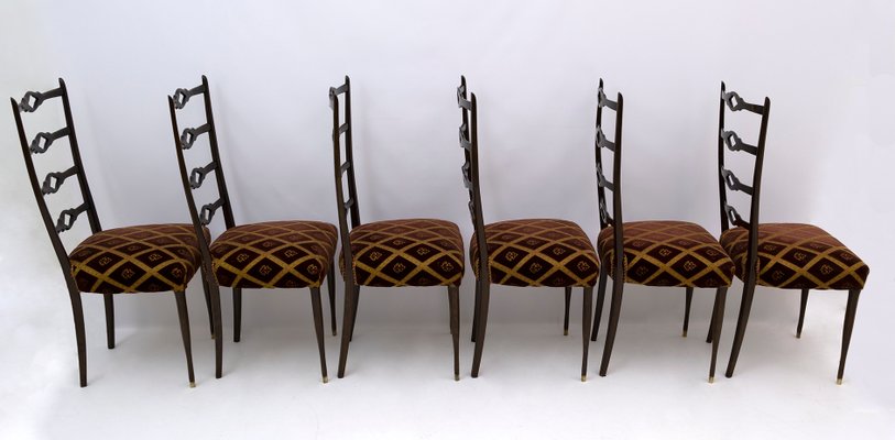 Mid-Century Modern Dining Chairs in Walnut by Guglielmo Ulrich, Italy, 1950s, Set of 6-FER-1001341