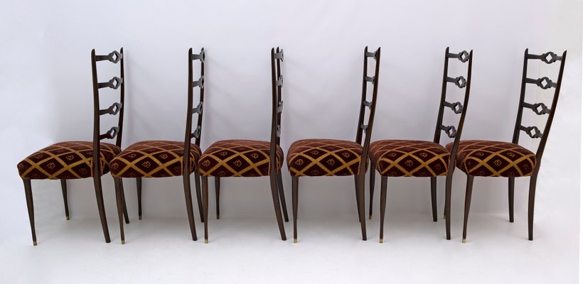 Mid-Century Modern Dining Chairs in Walnut by Guglielmo Ulrich, Italy, 1950s, Set of 6-FER-1001341