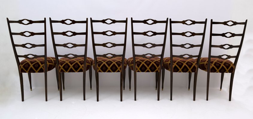 Mid-Century Modern Dining Chairs in Walnut by Guglielmo Ulrich, Italy, 1950s, Set of 6-FER-1001341