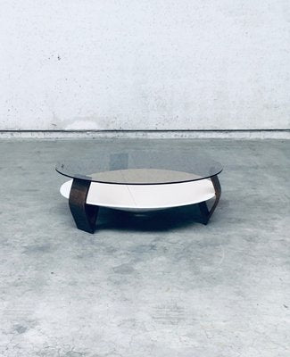 Mid-Century Modern Dutch Wenge & Smoke Glass Coffee Table, Netherlands, 1960s-RQV-2036276