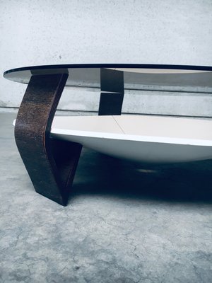 Mid-Century Modern Dutch Wenge & Smoke Glass Coffee Table, Netherlands, 1960s-RQV-2036276