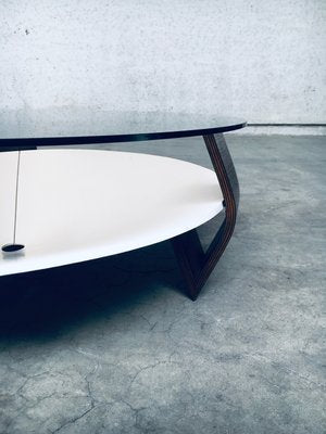 Mid-Century Modern Dutch Wenge & Smoke Glass Coffee Table, Netherlands, 1960s-RQV-2036276