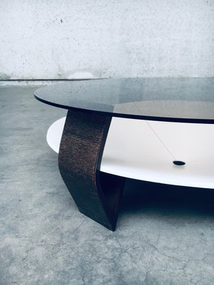 Mid-Century Modern Dutch Wenge & Smoke Glass Coffee Table, Netherlands, 1960s-RQV-2036276