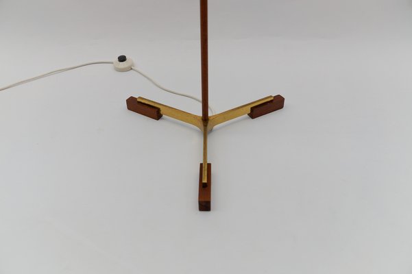 Mid-Century Modern Floor Lamp in Brass and Teak from Temde, Switzerland, 1960s-KQB-1762844