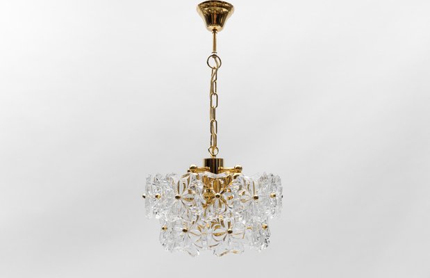 Mid-Century Modern Floral Crystal Glass Chandelier by Sölken, Germany, 1960s-KQB-1733814