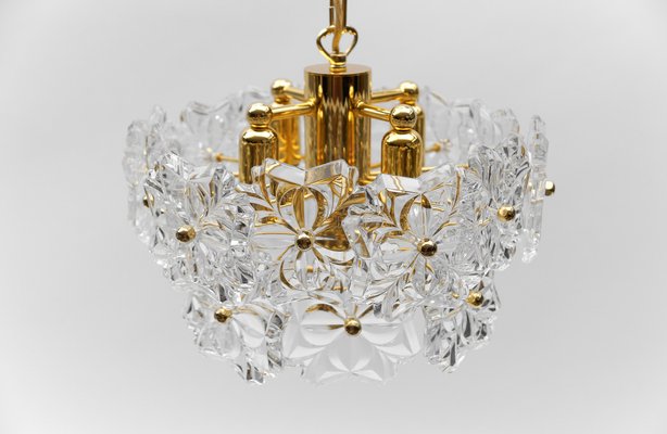 Mid-Century Modern Floral Crystal Glass Chandelier by Sölken, Germany, 1960s-KQB-1733814