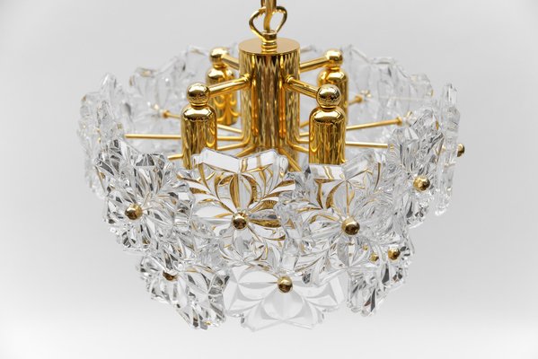 Mid-Century Modern Floral Crystal Glass Chandelier by Sölken, Germany, 1960s-KQB-1733814