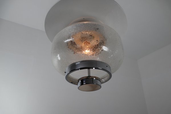 Mid-Century Modern Flush Mount with Bubble Glass Shade, 1970s-TRW-1797066