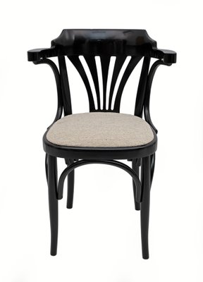 Mid-Century Modern French Ebonized Beech Bistro Chairs, 1970s, Set of 4-FER-1813469