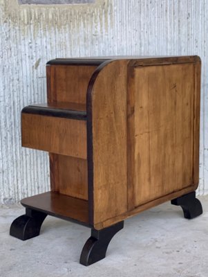 Mid-Century Modern Front Nightstands with Original Hardware and Ebonized Bases, 1940s, Set of 2-NOU-843364