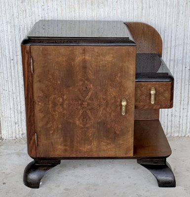 Mid-Century Modern Front Nightstands with Original Hardware and Ebonized Bases, 1940s, Set of 2-NOU-843364