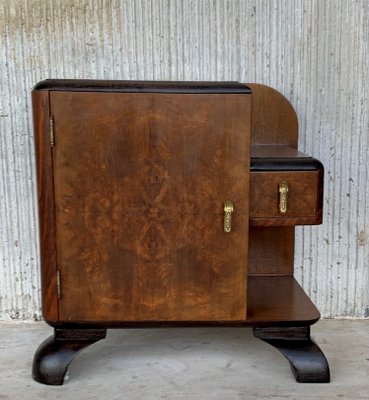 Mid-Century Modern Front Nightstands with Original Hardware and Ebonized Bases, 1940s, Set of 2-NOU-843364