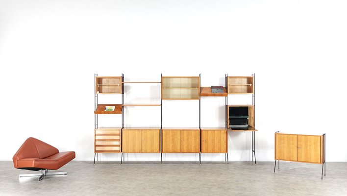 Mid-Century Modern German Cherrywood Regal Wall Unit-HKH-1178152