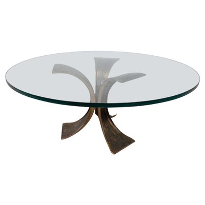 Mid-Century Modern Glass and Bronze Coffee Table, Italy, 1960s-FGA-1803392