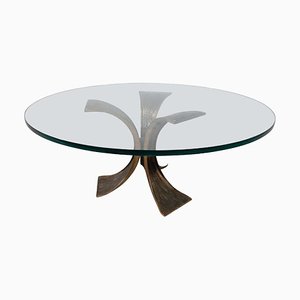 Mid-Century Modern Glass and Bronze Coffee Table, Italy, 1960s-FGA-1803392