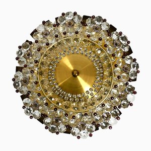 Mid-Century Modern Glass & Brass Ceiling Lamp, 1960s-RR-891356