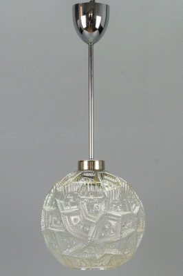 Mid-Century Modern Glass & Chrome Pendant Light-KEG-974021