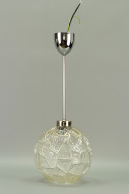 Mid-Century Modern Glass & Chrome Pendant Light-KEG-974021