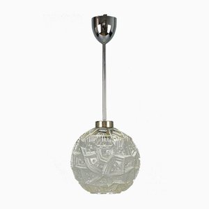 Mid-Century Modern Glass & Chrome Pendant Light-KEG-974021