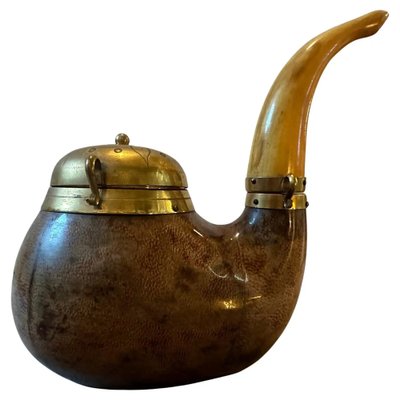 Mid-Century Modern Goatskin and Brass Pipe Shaped Tobacco Box by Aldo Tura, 1950s-NMK-1778420