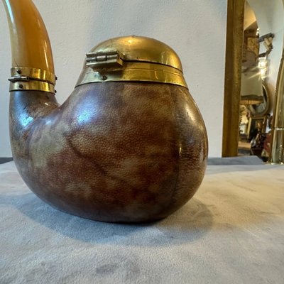 Mid-Century Modern Goatskin and Brass Pipe Shaped Tobacco Box by Aldo Tura, 1950s-NMK-1778420