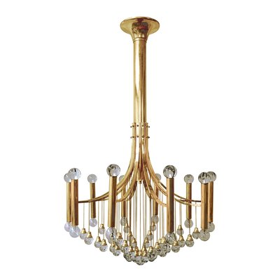 Mid-Century Modern Gold-Plated Metal Chandelier by Gaetano Sciolari, 1970s-YGE-873746