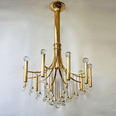 Mid-Century Modern Gold-Plated Metal Chandelier by Gaetano Sciolari, 1970s-YGE-873746